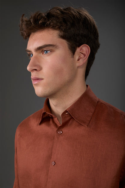 Men's casual shirt with classic collar, 100% linen