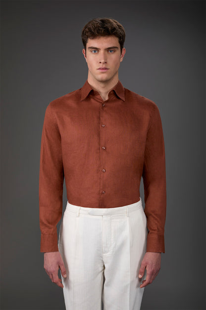 Men's casual shirt with classic collar, 100% linen