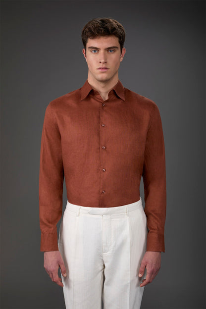 Men's casual shirt with classic collar, 100% linen