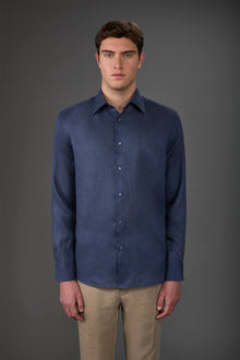 Men's casual shirt with classic collar, 100% linen