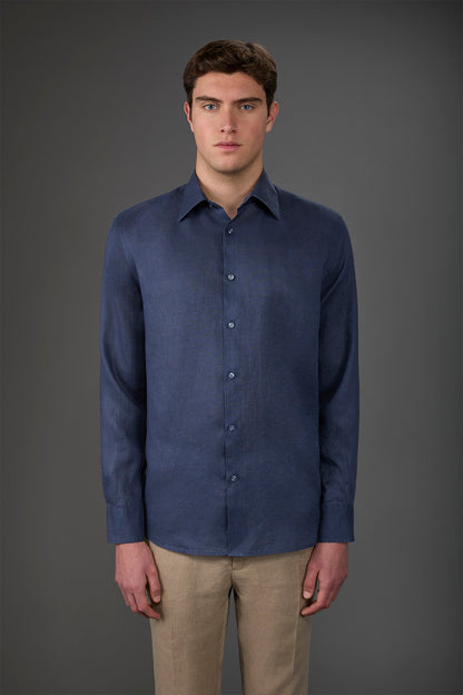 Men's casual shirt with classic collar, 100% linen