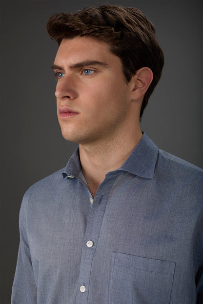 Men's concealed button down casual shirt in washed muslin fabric