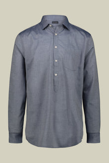 Men's concealed button down casual shirt in washed muslin fabric