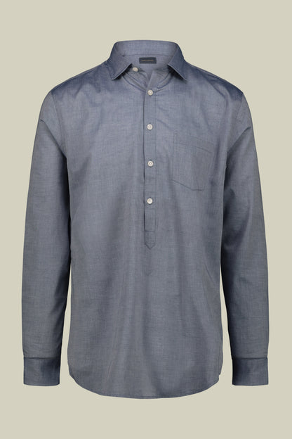 Men's concealed button down casual shirt in washed muslin fabric