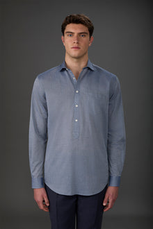 Men's concealed button down casual shirt in washed muslin fabric