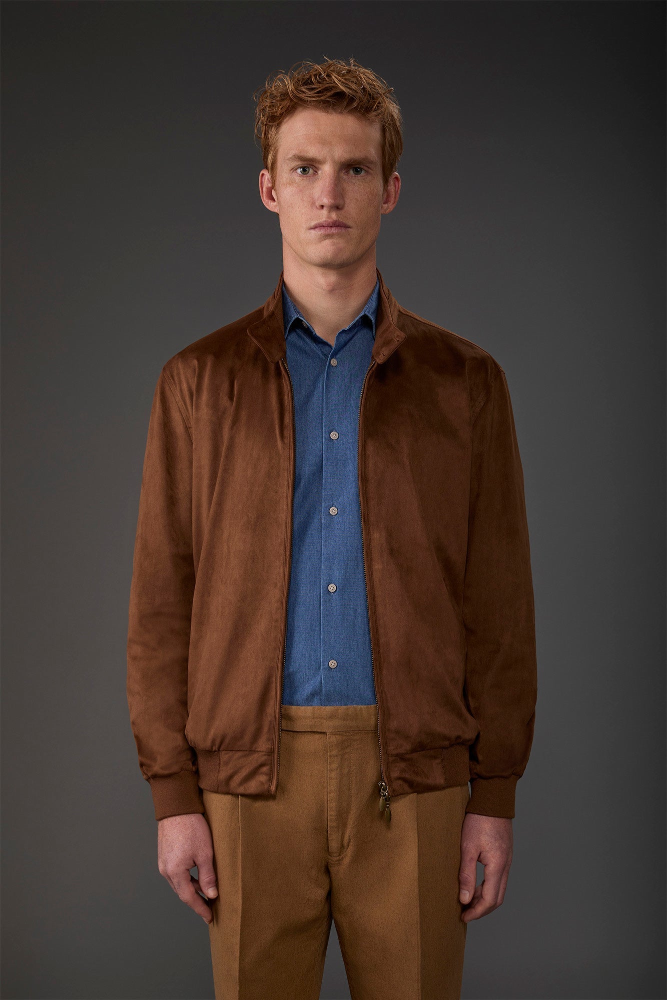 Men's Herrington jacket with suede effect fabric