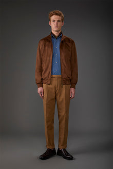 Men's Herrington jacket with suede effect fabric Camel