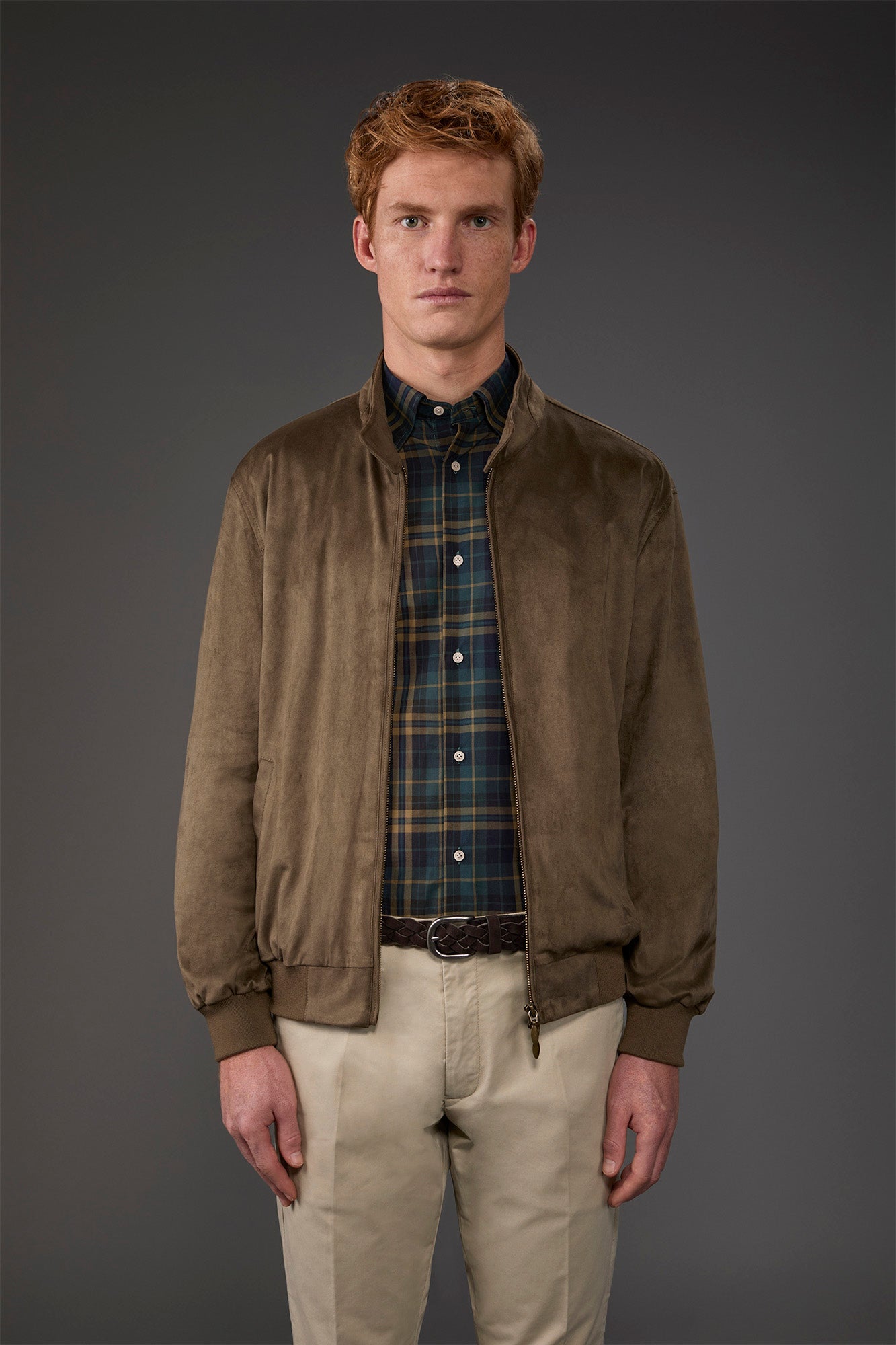 Men's Herrington jacket with suede effect fabric