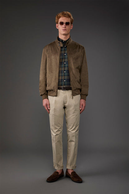 Men's Herrington jacket with suede effect fabric Military