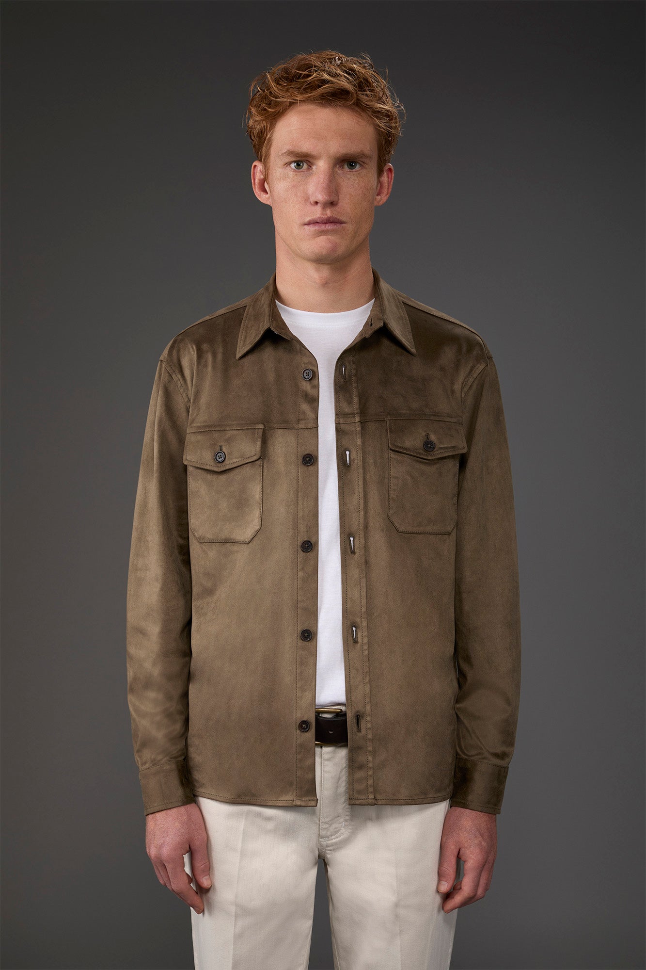 Unlined men's suedette shirt jacket