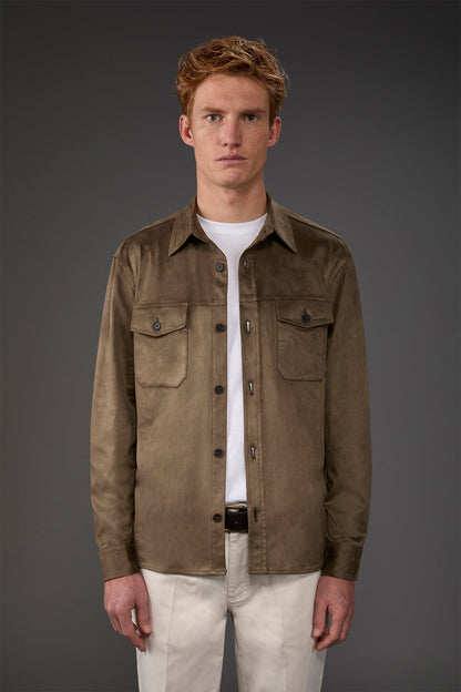 Unlined men's suedette shirt jacket