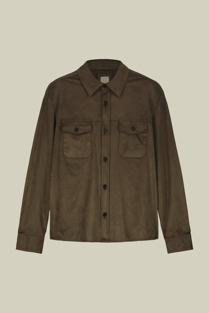 Unlined men's suedette shirt jacket