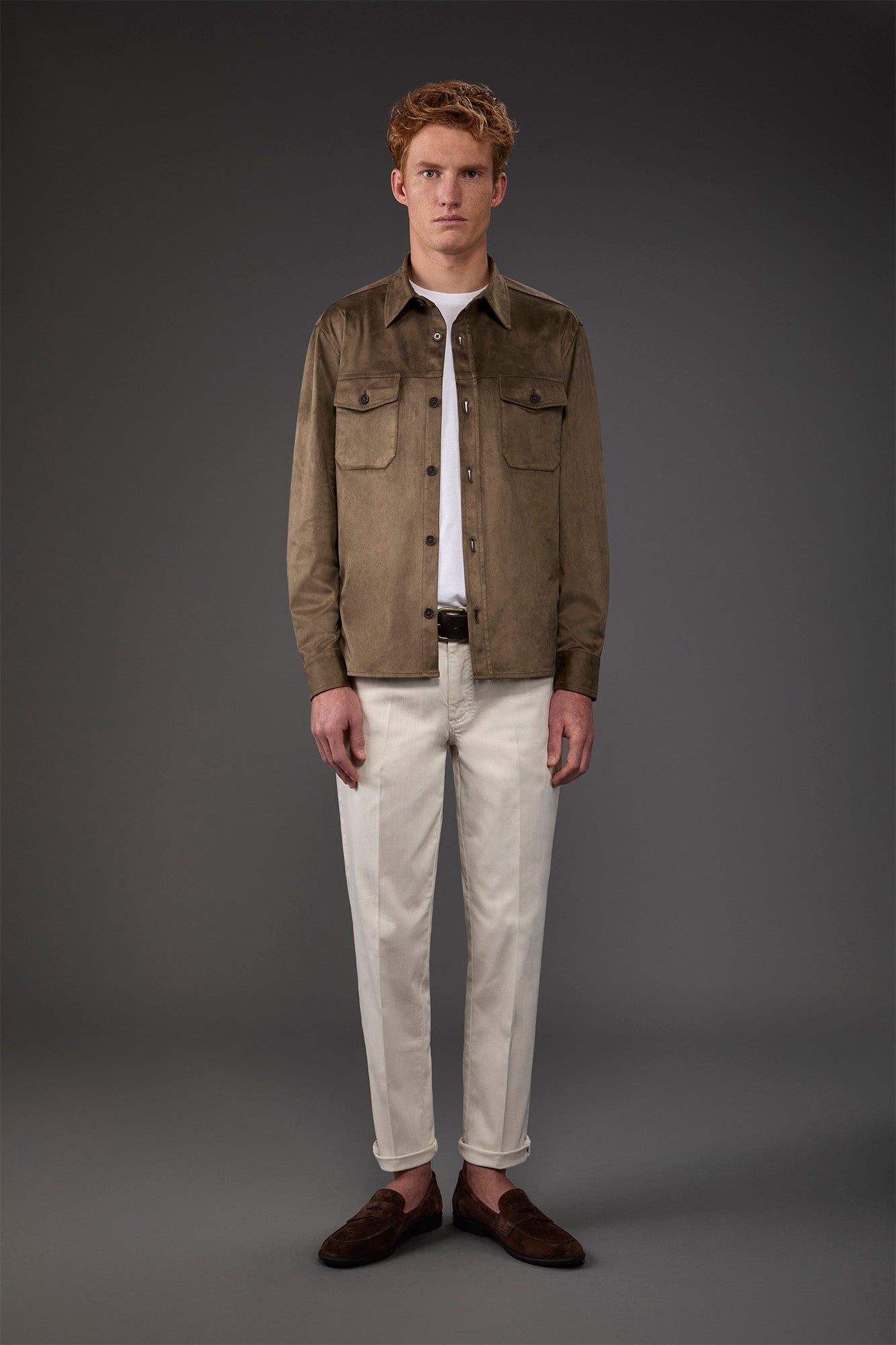 Unlined men's suedette shirt jacket