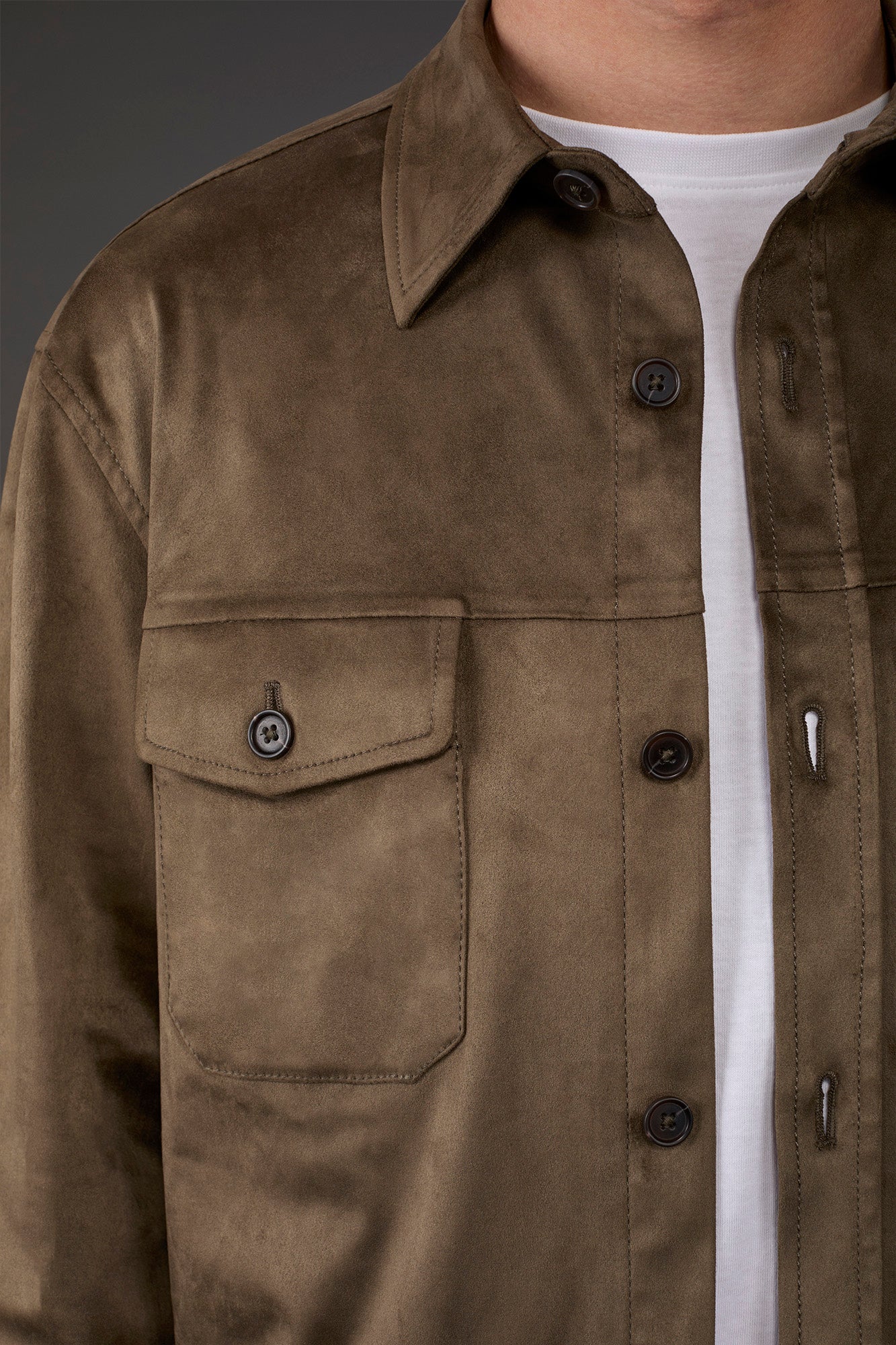 Unlined men's suedette shirt jacket