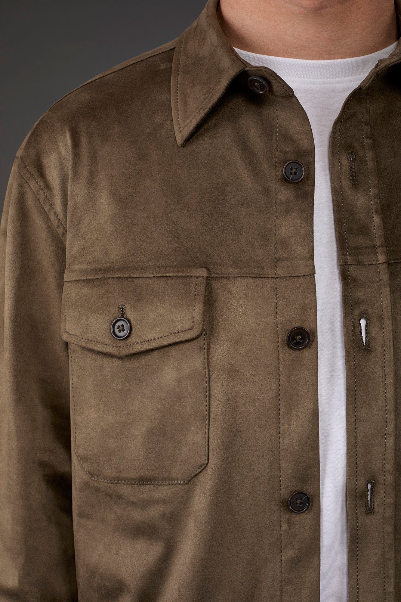Unlined men's suedette shirt jacket