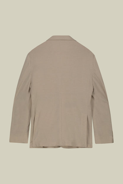 Men's unlined single-breasted jacket with classic lapels and patch pockets, jersey fabric