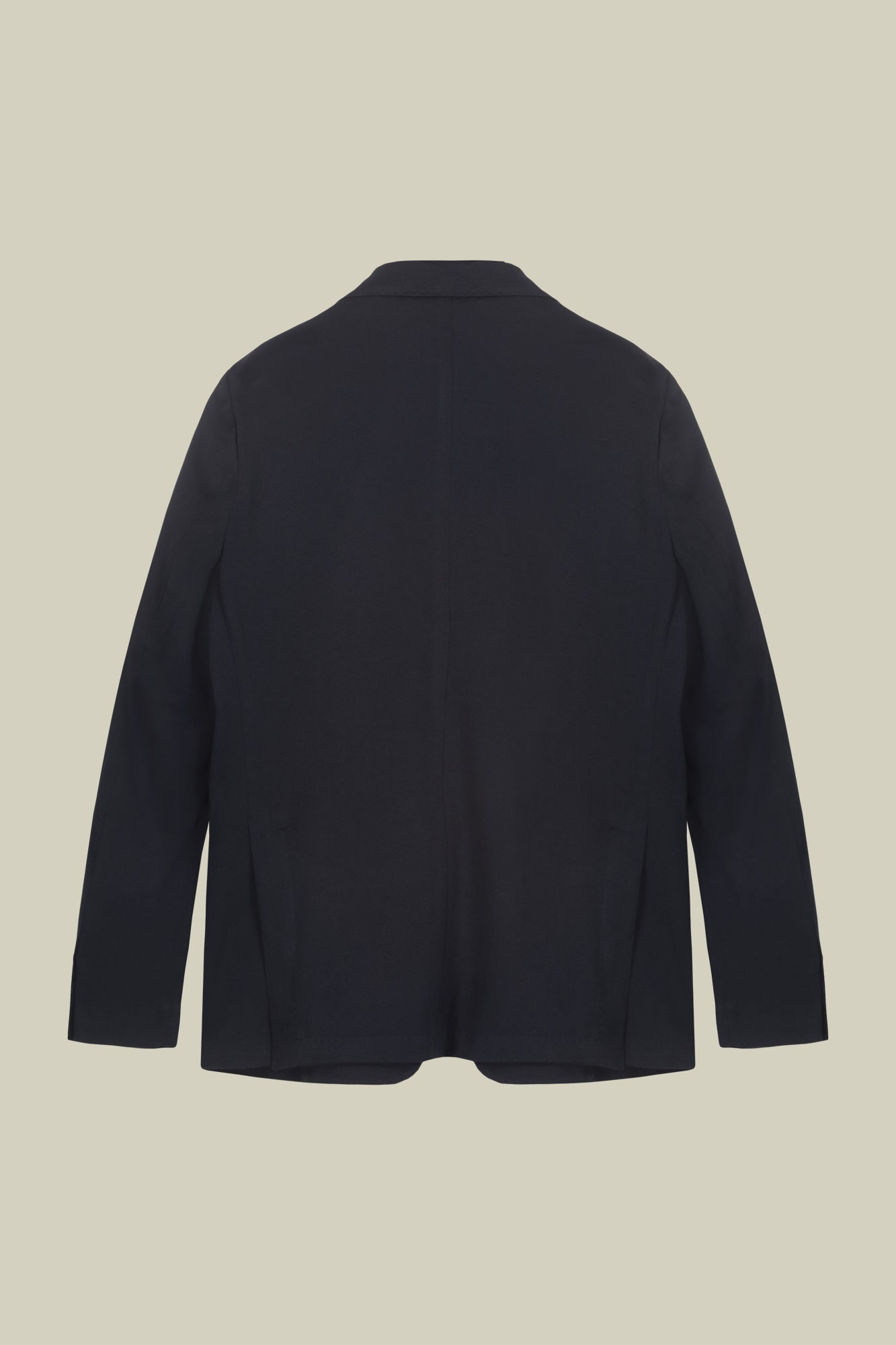 Men's unlined single-breasted jacket with classic lapels and patch pockets, jersey fabric