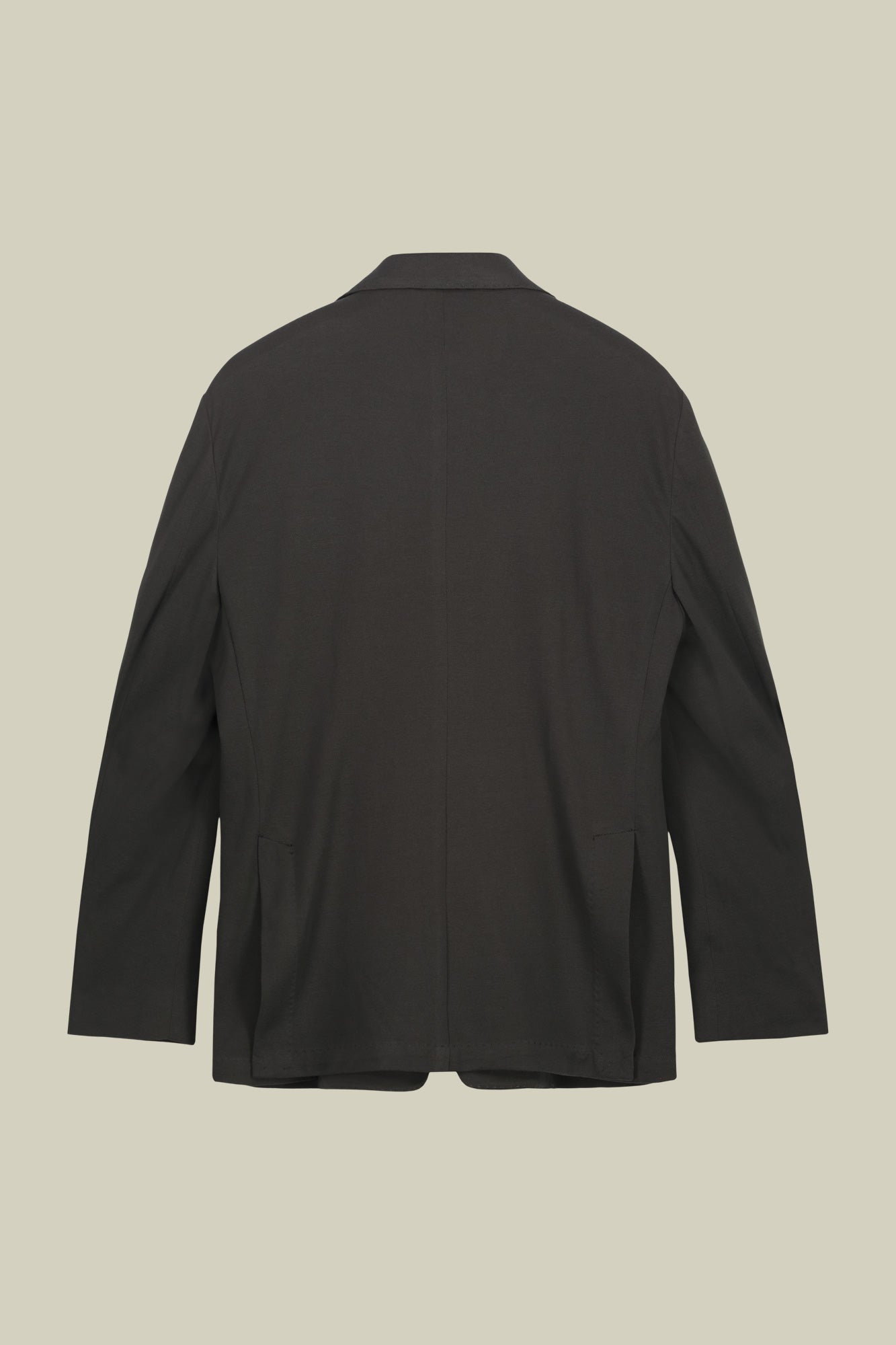 Men's unlined single-breasted jacket with classic lapels and patch pockets, jersey fabric