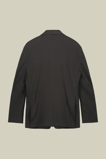 Men's unlined single-breasted jacket with classic lapels and patch pockets, jersey fabric