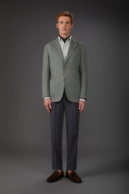 Men's unlined single-breasted jacket with classic lapels and patch pockets Green