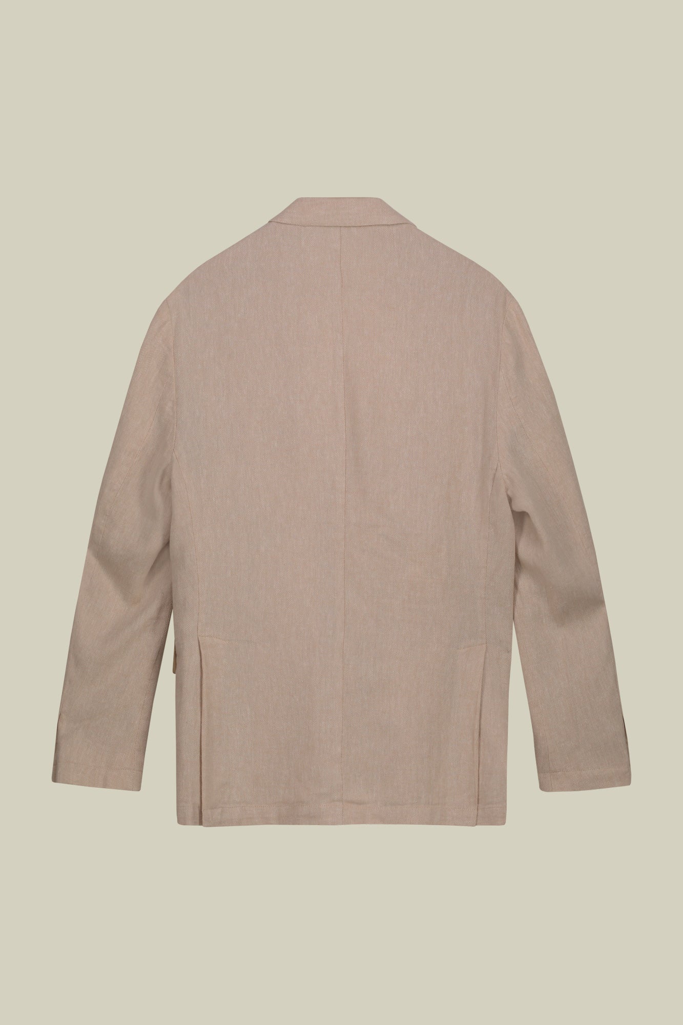 Men's unlined single-breasted jacket with peak lapels and flap pockets