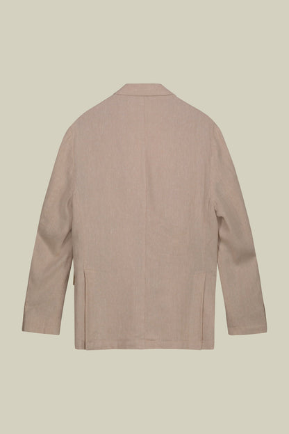 Men's unlined single-breasted jacket with peak lapels and flap pockets