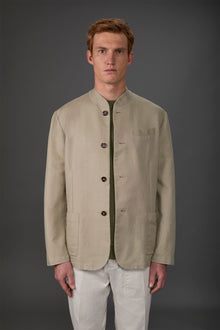 Men's unlined single-breasted jacket with mandarin collar