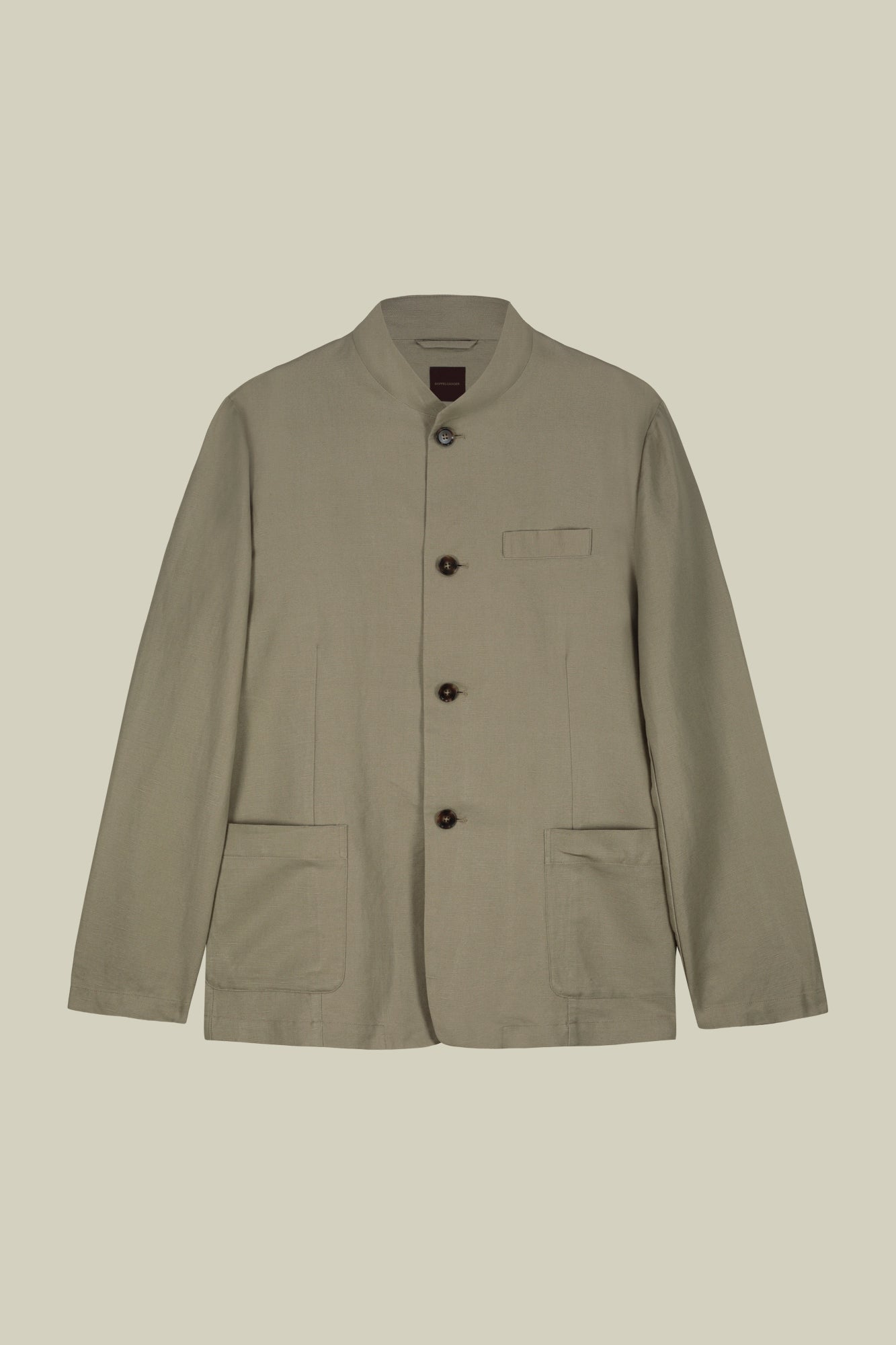 Men's unlined single-breasted jacket with mandarin collar