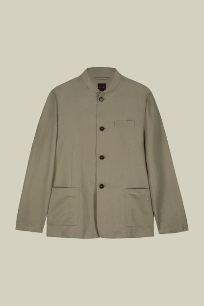 Men's unlined single-breasted jacket with mandarin collar