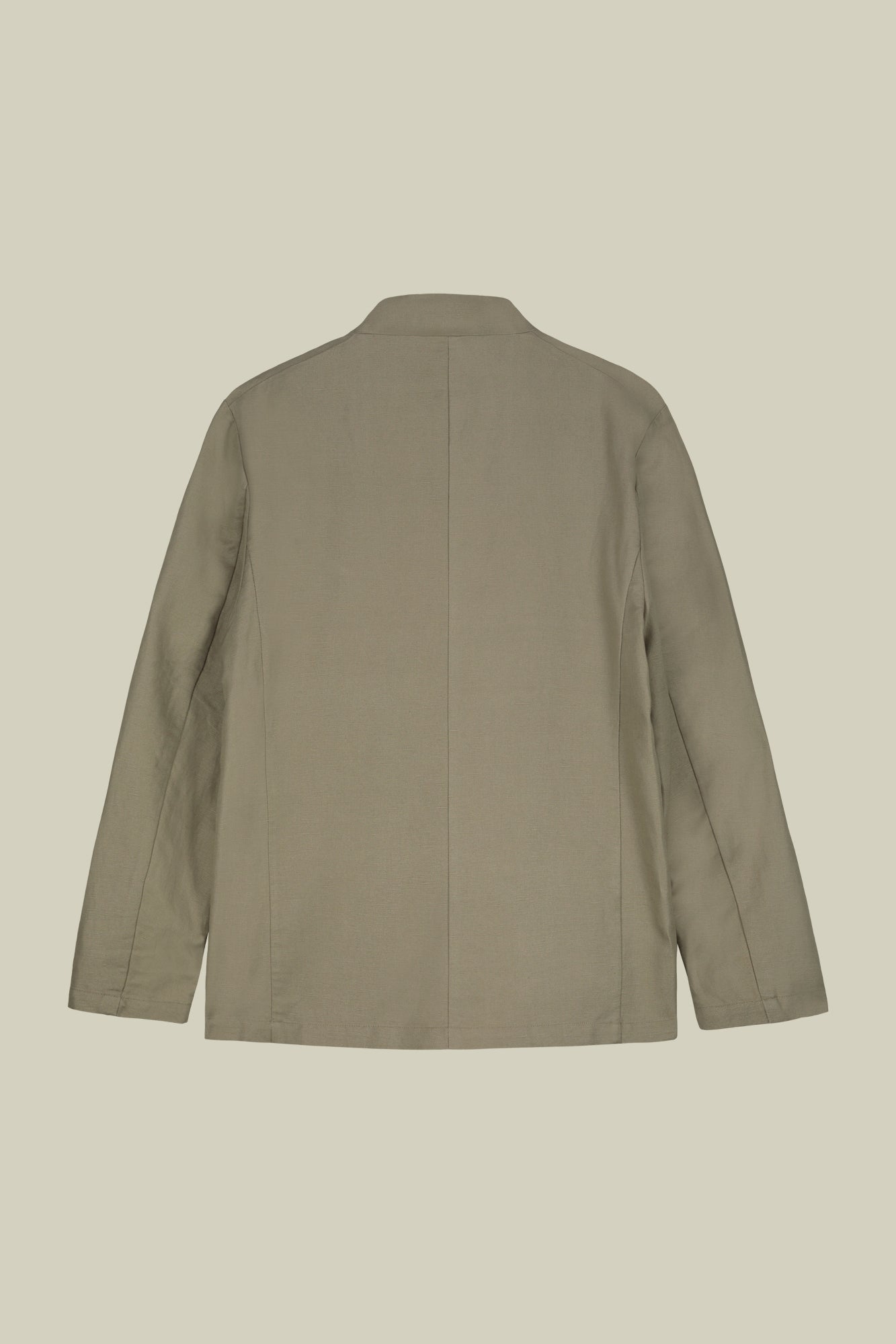Men's unlined single-breasted jacket with mandarin collar