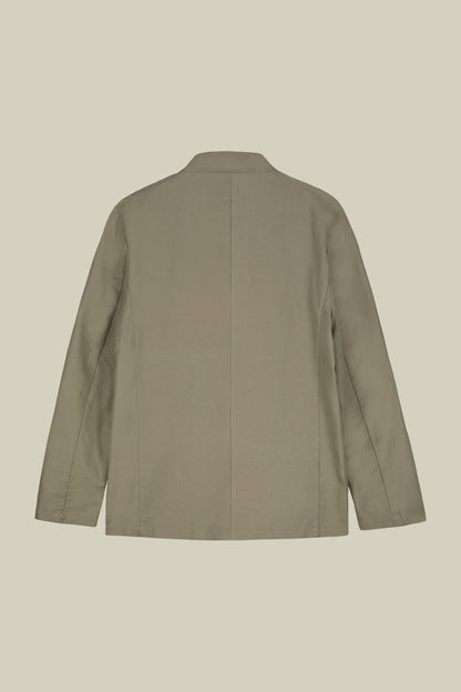 Men's unlined single-breasted jacket with mandarin collar