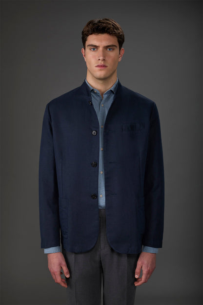 Men's unlined single-breasted jacket with mandarin collar