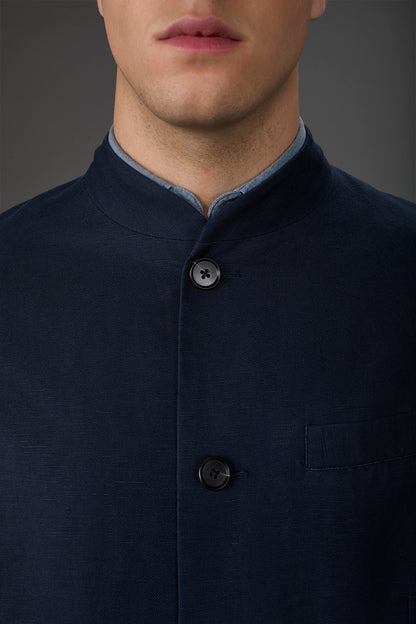 Men's unlined single-breasted jacket with mandarin collar