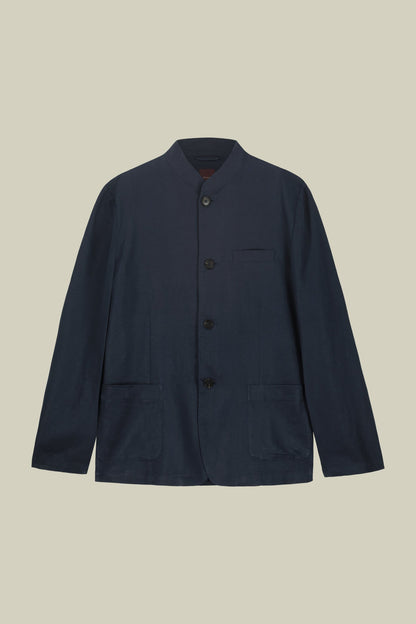 Men's unlined single-breasted jacket with mandarin collar