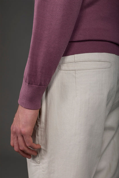 Men's crew neck sweater in bio-washed 100% cotton