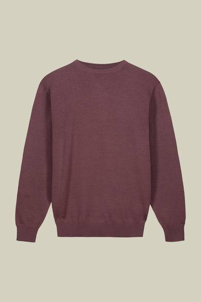 Men's crew neck sweater in bio-washed 100% cotton