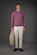 Men's crew neck sweater in bio-washed 100% cotton