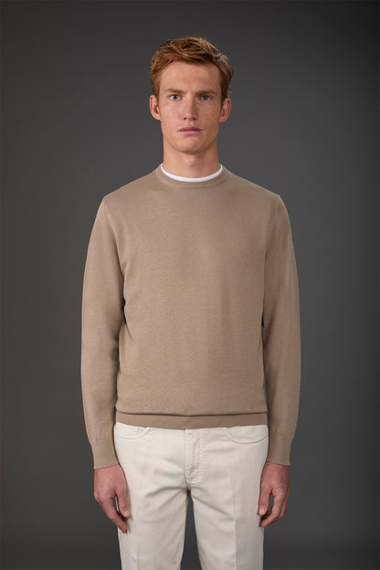 Men's crew neck sweater in bio-washed 100% cotton