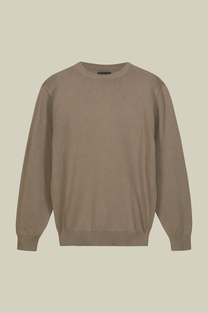 Men's crew neck sweater in bio-washed 100% cotton