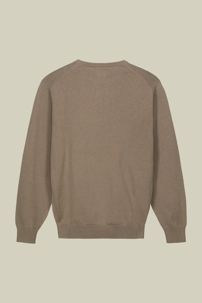 Men's crew neck sweater in bio-washed 100% cotton