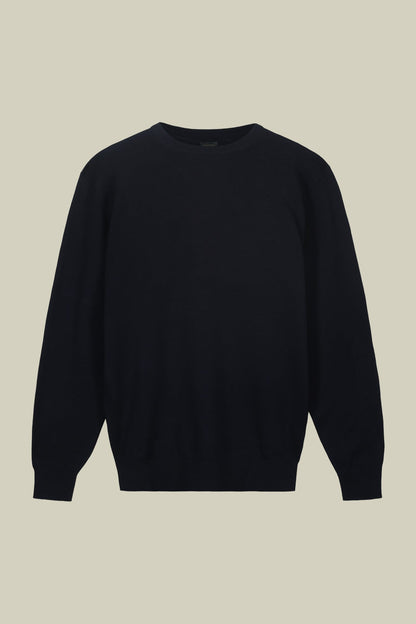 Men's crew neck sweater in bio-washed 100% cotton