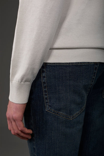 Men's crew neck sweater in bio-washed 100% cotton