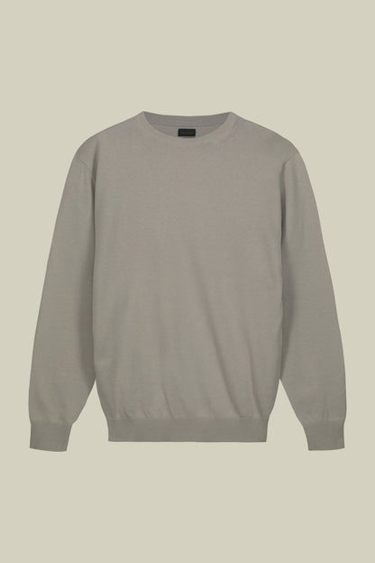 Men's crew neck sweater in bio-washed 100% cotton