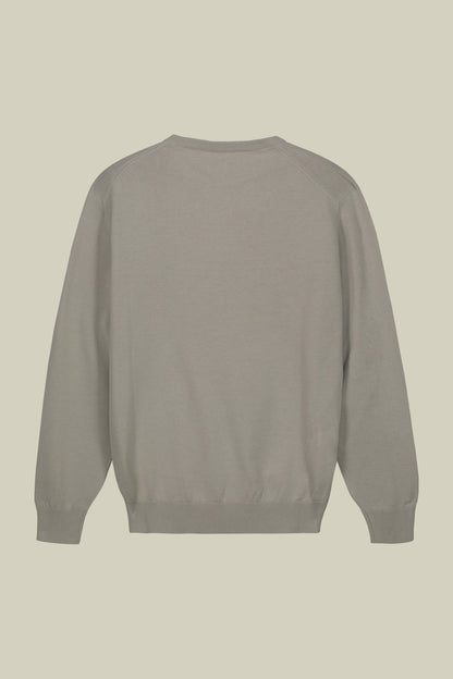 Men's crew neck sweater in bio-washed 100% cotton