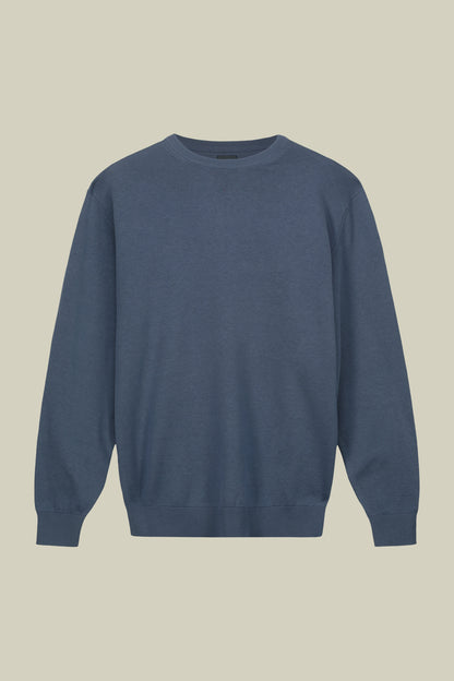 Men's crew neck sweater in bio-washed 100% cotton