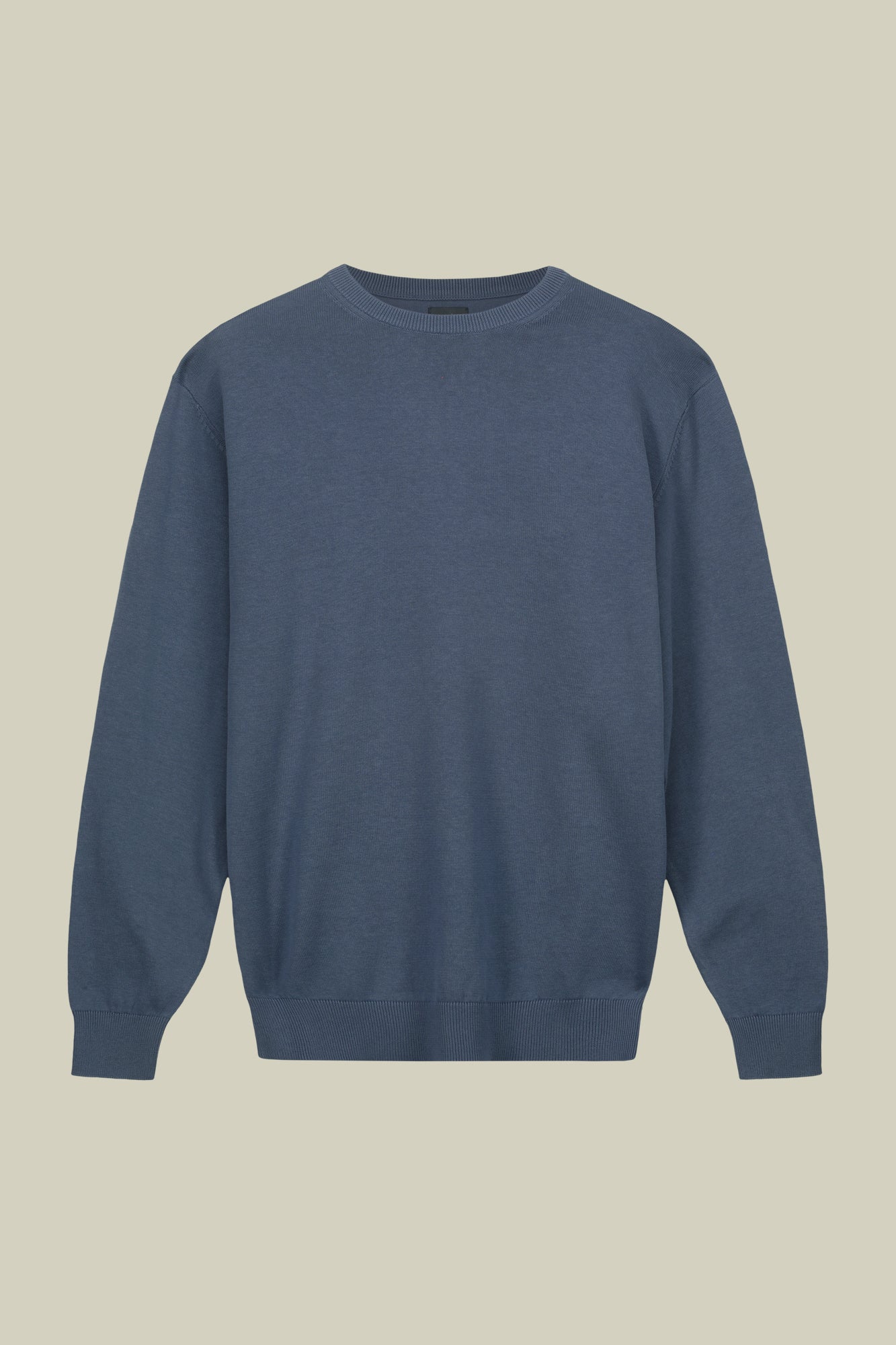 Men's crew neck sweater in bio-washed 100% cotton