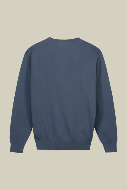 Men's crew neck sweater in bio-washed 100% cotton
