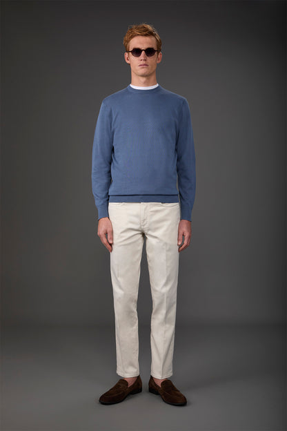 Men's crew neck sweater in bio-washed 100% cotton