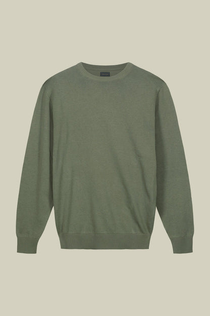 Men's crew neck sweater in bio-washed 100% cotton