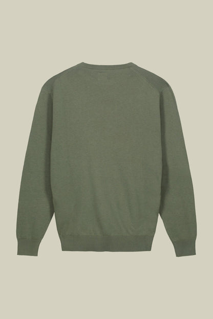 Men's crew neck sweater in bio-washed 100% cotton